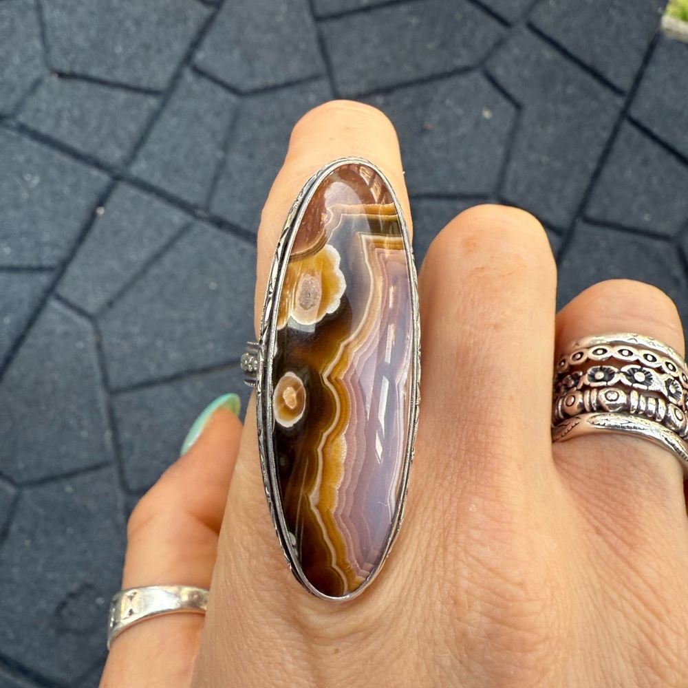 Laguna Lace Agate Sterling Silver Ring